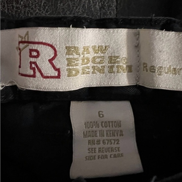 Raw Edge Denim Jeans Boys 6 Black Dark Wash Straight Leg Carpenter Regular Fit - Picture 2 of 3